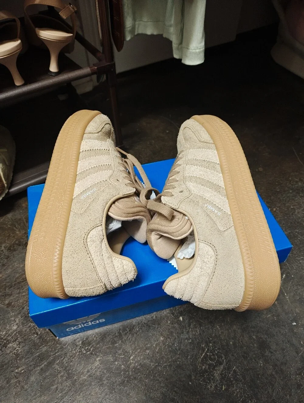 adidas Samba Tan Suede Sneakers with Gum Sole